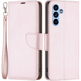 Cu clapetă pentru Samsung Galaxy A54 5G, Wallet Litchi Magnet, roz rose gold