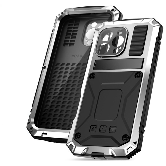 Husă blindată pentru iPhone 16 Pro, R-JUST, de argint