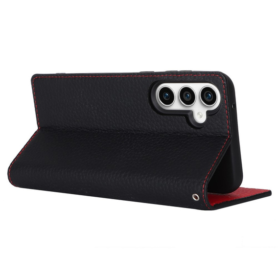 Cu clapetă pentru Samsung Galaxy A25 5G, Litchi Skin Grain, negru
