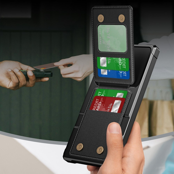 Husa pentru Samsung Galaxy S25 Ultra, Card Holder Kickstand, negru