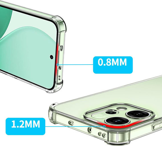 Husă pentru Oppo Reno 14, întărită, cu protecție pentru cameră, transparentă