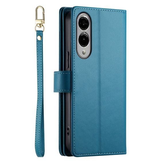 Cu clapetă pentru Samsung Galaxy S25 Edge, Wallet Zipper Pocket, albastru