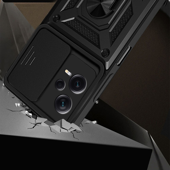 Husă blindată pentru Xiaomi Redmi Note 12 Pro+ 5G, CamShield Slide, negru