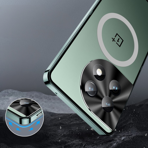 Carcasă de protecție pentru camera foto pentru OnePlus 12 5G, CamShield MagSafe, transparent / verde