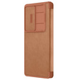 NILLKIN flip case NILLKIN pentru Samsung Galaxy S25 Ultra, CamShield Qin Pro, piele, maro