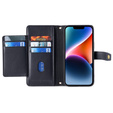 Cu clapetă pentru iPhone 15, Wallet Zipper Pocket, negru