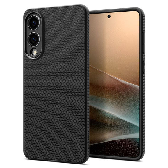 Carcasa Spigen pentru Samsung Galaxy S25 Edge, Liquid Air, negru + 9H Tempered Glass