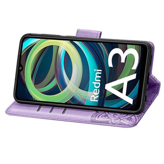 Cu clapetă pentru Xiaomi Redmi A3, Butterfly, violet