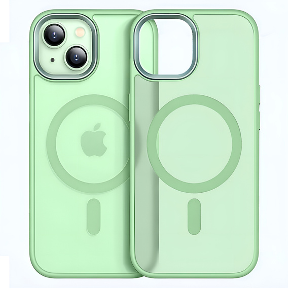 Husă pentru iPhone 15, pentru MagSafe, ERBORD Matt Case, verde + sticlă pentru ecran