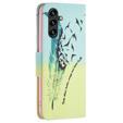Cu clapetă pentru Samsung Galaxy A05s, Wallet, Feather, albastru