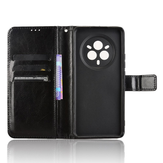 Cu clapetă pentru Realme 14 Pro 5G, Crazy Horse Wallet, negru