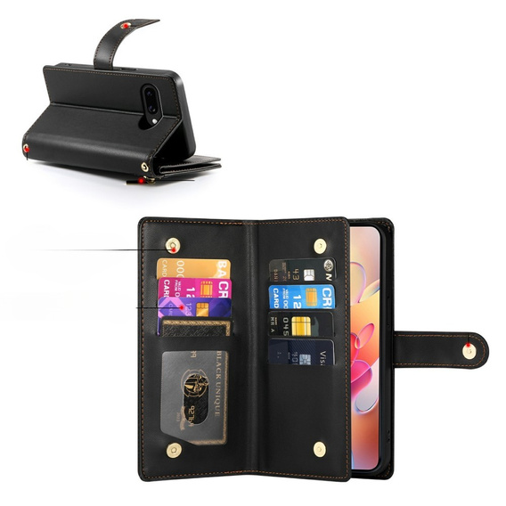 Cu clapetă pentru Samsung Galaxy A56 5G, Wallet Zipper Pocket, negru