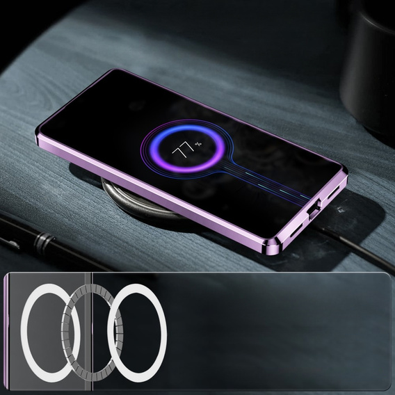 Carcasă de protecție pentru camera foto pentru Samsung Galaxy S23 Plus, CamShield MagSafe, transparent / violet