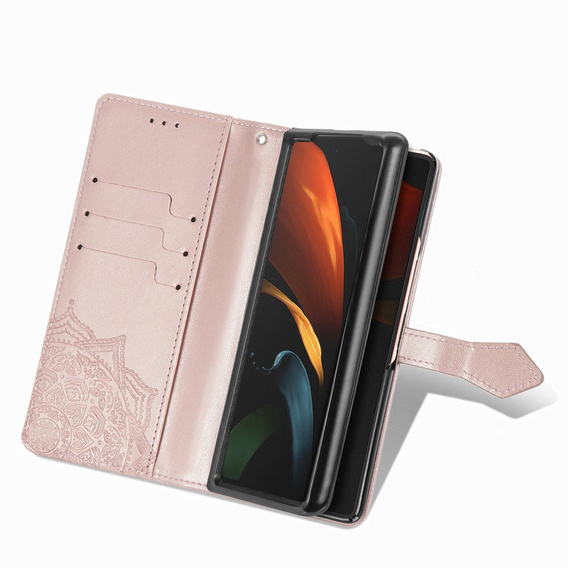 Cu clapetă pentru Samsung Galaxy Z Fold3 5G, Mandala, roz rose gold