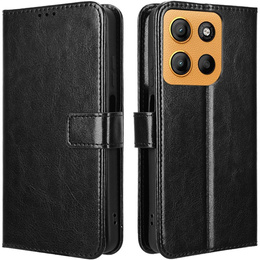 Cu clapetă pentru Motorola Moto G15 / Motorola Moto G15 Power, Crazy Horse Wallet, negru