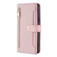Cu clapetă pentru Oppo Reno8 T 4G, Wallet Zipper Pocket, roz
