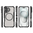 Husă pentru iPhone 16, Fusion Hybrid Carbon, pentru MagSafe, negru