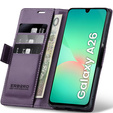 Husă pentru Samsung Galaxy A26, ERBORD Glossy Litchi, portofel cu clapetă, violet