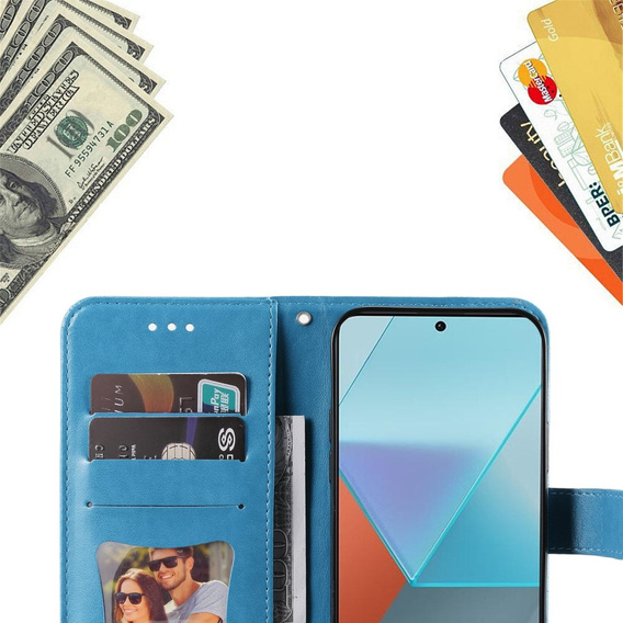 Cu clapetă pentru Xiaomi Redmi Note 13 Pro 5G, Mandala, albastru