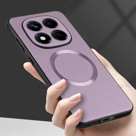 Huse pentru Xiaomi Redmi Note 14 Pro 5G, Leather Hybrid MagSafe, violet