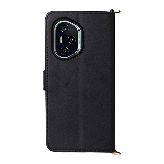 Carcasă cu clapetă pentru Honor 400 5G, Crossbody Leather Wallet, negru