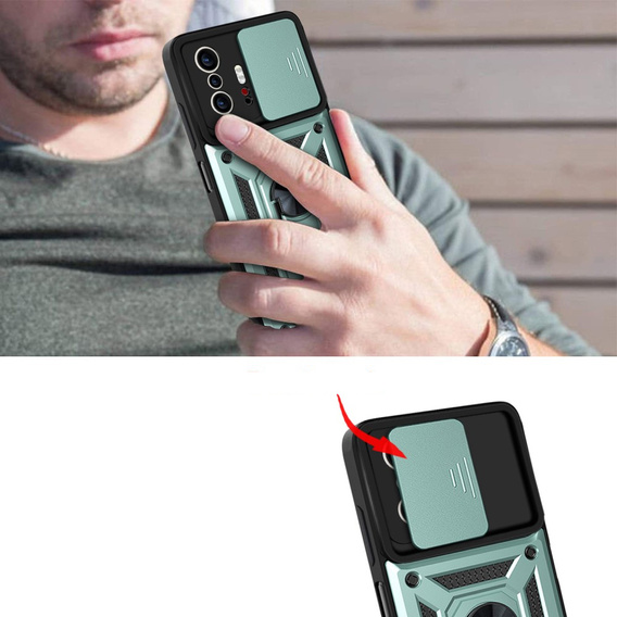 Husă blindată pentru Xiaomi 11T / 11T Pro, CamShield Slide, verde