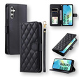 Husă cu clapetă pentru Samsung Galaxy A16, Rhombus Crossbody Leather, negru