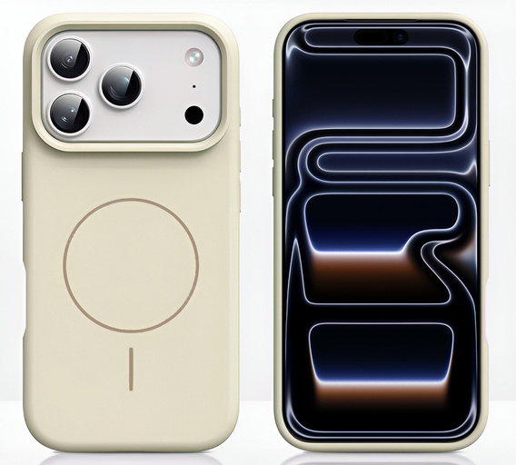 Manșon din silicon pentru iPhone 17 Pro, pentru MagSafe, antișoc, bej