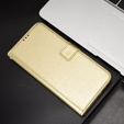Cu clapetă pentru Xiaomi Poco F6 Pro, Crazy Horse Wallet, de aur