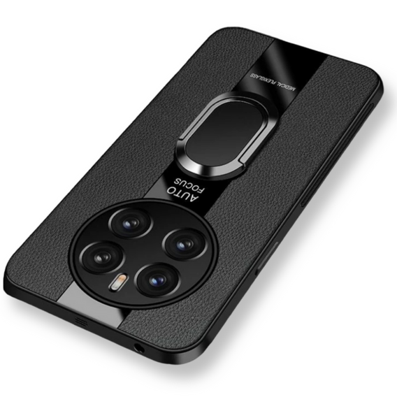 Carcasă pentru Realme 12 Pro 5G / 12 Pro+ 5G, Leather Kickstand Ring, negru