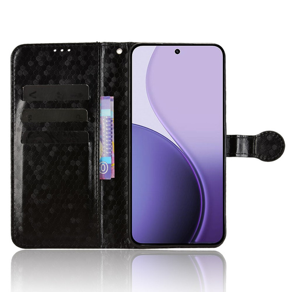 Husă cu clapetă pentru Oppo Reno 14, Wallet Rhombus, negru