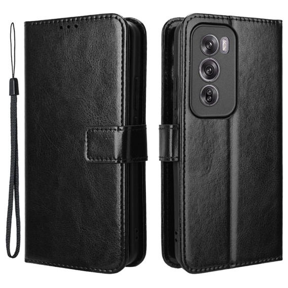 Cu clapetă pentru Oppo Reno 12 Pro, Crazy Horse Wallet, negru