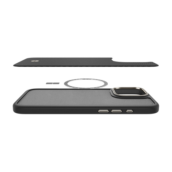 Carcasa Spigen pentru iPhone 16 Pro Max, Enzo Aramid MagSafe, carbon negru + 9H Tempered Glass