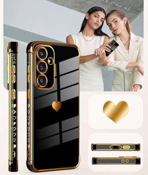Carcasa pentru Samsung Galaxy A36, Electro heart, negru + sticlă 9H
