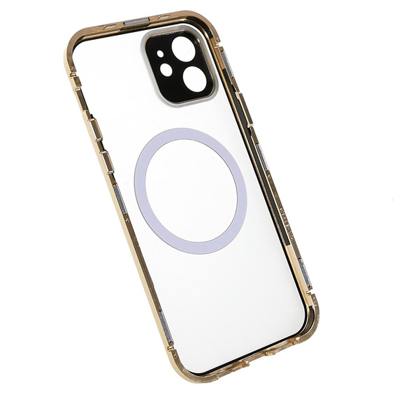 Carcasa Magnetic Dual Glass MagSafe pentru iPhone 12, de aur