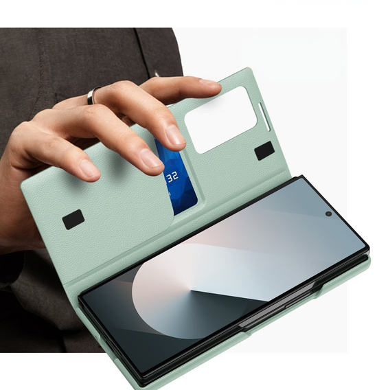 Husă cu clapetă pentru Samsung Z Fold6 5G, Smart View Wallet, verde