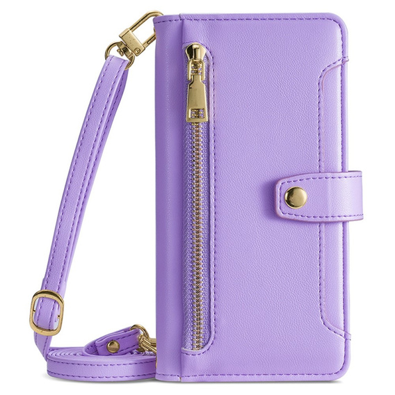 Cu clapetă pentru Samsung Galaxy A16, Wallet Zipper Pocket, violet