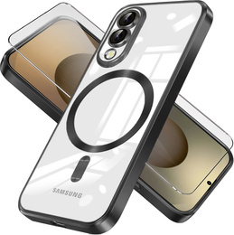 Husă pentru Samsung Galaxy S25 Edge, Electro MagSafe, negru + Sticlă pentru ecran