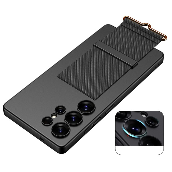 Huse pentru Samsung Galaxy S25 Ultra, GKK Strap Case, carbon negru