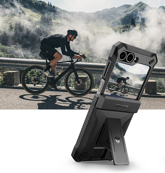 Husa blindată pentru Samsung Galaxy Z Flip7 FE / Z Flip6, Dexnor Clip Holder, negru