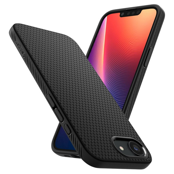 Carcasa Spigen pentru iPhone 16E, Liquid Air, negru + 9H Tempered Glass