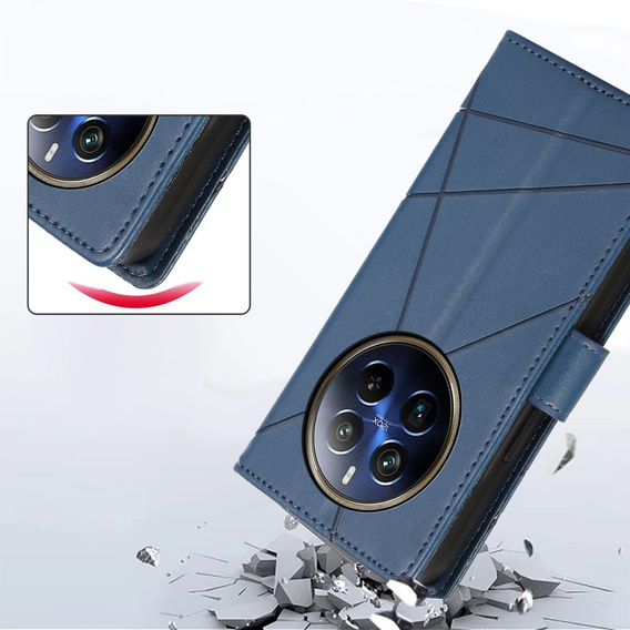 Husă cu clapetă pentru Realme 12 Pro 5G / 12 Pro+ 5G, Leather Line Wallet, albastru