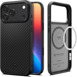 Carcasă Spigen Enzo Aramid MagSafe pentru iPhone 17 Pro Max, negru carbon