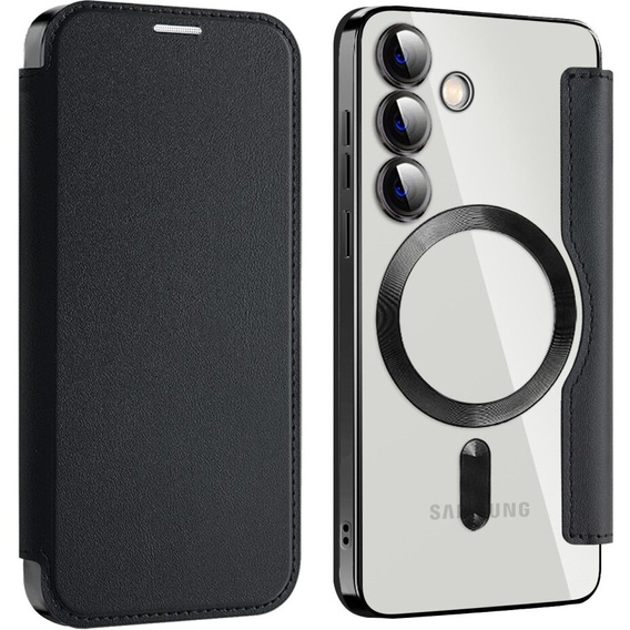 Cu clapetă pentru Samsung Galaxy S24, RFID Wallet MagSafe CamShield, negru