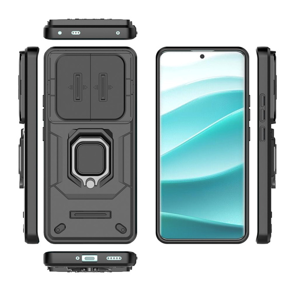 Husă pentru Xiaomi Redmi Note 14 Pro+ 5G, KickStand Camera Lens, negru