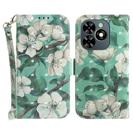 Cu clapetă pentru Infinix Hot 40i, Wallet, Flowers alb