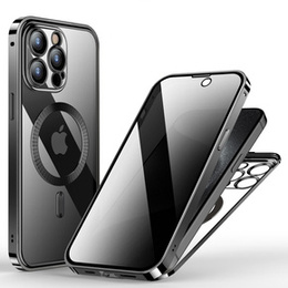 Husă pentru iPhone 15 Pro Max, Privacy Dual Glass, pentru MagSafe, negru