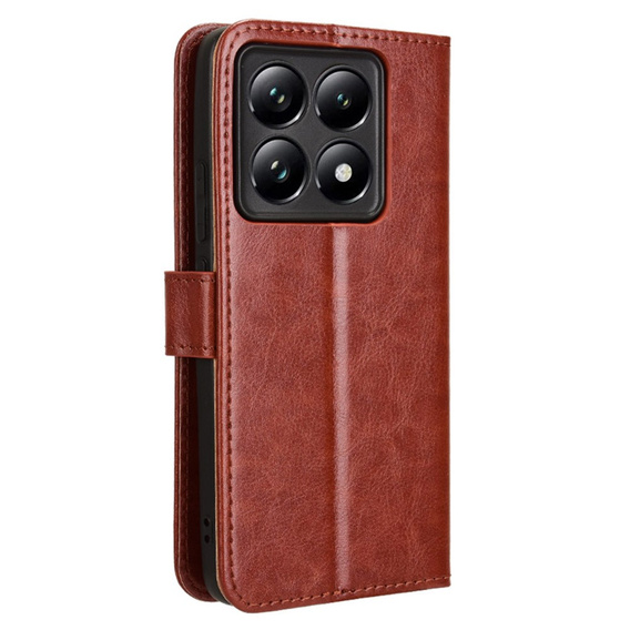 Cu clapetă pentru Xiaomi 14T, Crazy Horse Wallet, maro