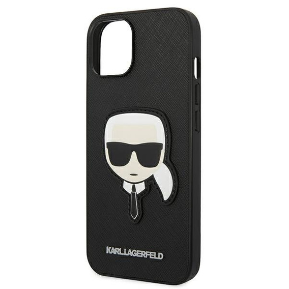 Karl Lagerfeld Huse pentru iPhone 14 Plus, Saffiano Karl's Head Patch, negru