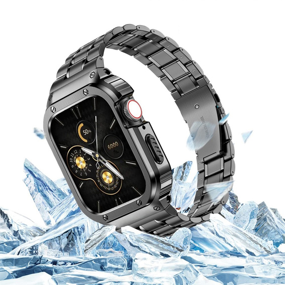 Brățară din oțel cu carcasă pentru Apple Watch 7/8/9 45MM, argintiu / auriu